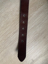 Load image into Gallery viewer, Vintage Wrangler Dark Brown Leather Belt: Silver Buckle, Grommet Detail
