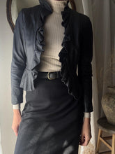 Load image into Gallery viewer, Vintage 90s 2000s Black Soft Ruffle Leather Jacket
