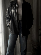 Load image into Gallery viewer, Vintage Genuine Leather Black Moto Jacket Silver Buttons Zipper Detail
