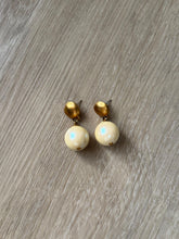 Load image into Gallery viewer, Vintage 90s Gold Pearl Drop Statement Earrings
