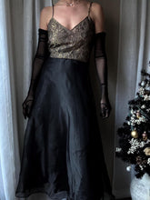 Load image into Gallery viewer, Deadstock Gold Black Semi Sheer Lace Tank Top NWT
