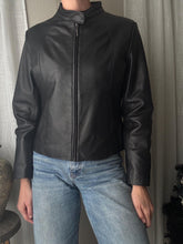 Load image into Gallery viewer, Vintage 90s 2000s Black Soft Leather Jacket Mandarin Collared Jacket
