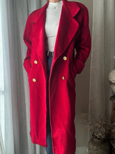 Load image into Gallery viewer, Vintage Pure Wool Bright Red Long Wool Coat Made in USA
