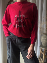 Load image into Gallery viewer, Vintage Calvin Klein Oversized Bright Cherry Red Fleece Logo Sweater
