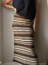 Load image into Gallery viewer, Classic Vintage Brown Black White Striped Midi Skirt
