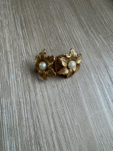 Load image into Gallery viewer, Vintage 90s  Gold Flower with Pearl Center Clip On Earrings
