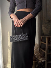 Load image into Gallery viewer, Vintage Black Flower Sequin Beaded Hand Bag Purse
