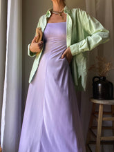 Load image into Gallery viewer, Vintage Lilac Purple Long Empire Waist Halter Dress Straight Neck Spaghetti Straps
