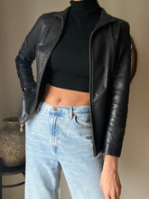 Load image into Gallery viewer, Vintage Leather Black Moto Jacket With Moon Phase Cycle Patches
