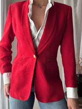 Load image into Gallery viewer, Vintage Structured Red Blazer Slightly Padded Shoulders
