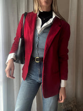 Load image into Gallery viewer, Vintage Pure Wool Dark Red Oversized Blazer Structured Shoulders
