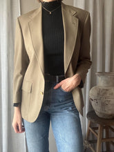 Load image into Gallery viewer, Vintage Oversized Wool Khaki Taupe Wimbledon Boyfriend Blazer Gold Crest Buttons
