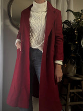 Load image into Gallery viewer, Vintage Red Wool Long Coat Double Breasted Made in USA
