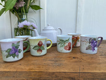 Load image into Gallery viewer, Vintage 1970s Hand Painted Fruit Signed Coffee Mug Tea Cups Set of 6
