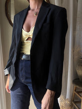 Load image into Gallery viewer, Preloved Black Wool Blend Structured Oversized Boyfriend Blazer

