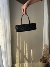 Load image into Gallery viewer, Vintage Black Flower Sequin Beaded Hand Bag Purse
