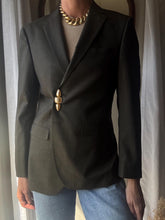 Load image into Gallery viewer, Vintage Dark Olive Brown Wool Blazer Structured Shoulders
