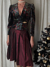 Load image into Gallery viewer, Vintage Pleated Burgundy Merlot Midi Skirt Made in USA
