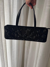 Load image into Gallery viewer, Vintage Black Flower Sequin Beaded Hand Bag Purse

