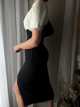 Load image into Gallery viewer, Vintage Black White Lace Dress Gown Made in USA
