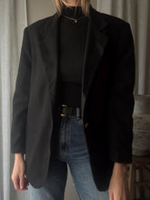 Load image into Gallery viewer, Vintage Classic Black Wool Oversized Boyfriend Blazer
