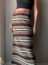 Load image into Gallery viewer, Classic Vintage Brown Black White Striped Midi Skirt
