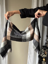 Load image into Gallery viewer, Vintage Black White Grey Brown Plaid Neck Scarf
