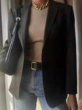 Load image into Gallery viewer, Vintage Dark Olive Brown Wool Blazer Structured Shoulders
