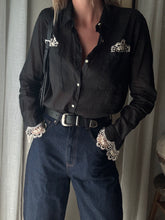 Load image into Gallery viewer, Upcycled Cotton Button Up with French Vintage Lace Sourced from France
