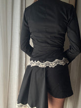 Load image into Gallery viewer, Vintage French Lace Upcycled Mandarin Collar Button Up with Removable Pleated Asymmetrical Skirt Panel
