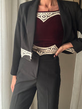 Load image into Gallery viewer, Vintage Upcycled Burgundy Maroon Velvet Square Neck Halter Tie Top Handmade
