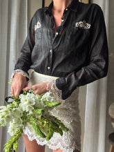 Load image into Gallery viewer, Upcycled Cotton Button Up with French Vintage Lace Sourced from France
