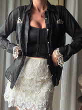 Load image into Gallery viewer, Upcycled Cotton Button Up with French Vintage Lace Sourced from France
