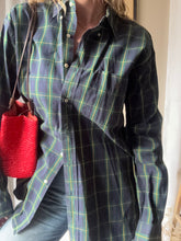 Load image into Gallery viewer, Vintage Ralph Lauren Polo Classic Dark Blue Green Yellow Plaid Cotton Very Oversized Collared Button Up
