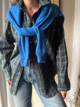 Load image into Gallery viewer, Vintage Ralph Lauren Polo Classic Dark Blue Green Yellow Plaid Cotton Very Oversized Collared Button Up
