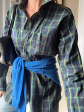 Load image into Gallery viewer, Vintage Ralph Lauren Polo Classic Dark Blue Green Yellow Plaid Cotton Very Oversized Collared Button Up
