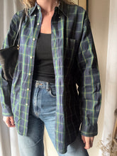 Load image into Gallery viewer, Vintage Ralph Lauren Polo Classic Dark Blue Green Yellow Plaid Cotton Very Oversized Collared Button Up
