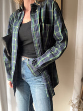 Load image into Gallery viewer, Vintage Ralph Lauren Polo Classic Dark Blue Green Yellow Plaid Cotton Very Oversized Collared Button Up
