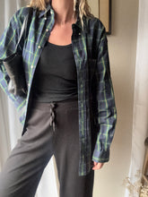 Load image into Gallery viewer, Vintage Ralph Lauren Polo Classic Dark Blue Green Yellow Plaid Cotton Very Oversized Collared Button Up
