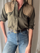 Load image into Gallery viewer, Vintage Olive Green Brown Cotton Button Up Safari Shirt
