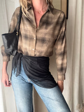 Load image into Gallery viewer, Vintage Lightweight Brown Plaid Button Up Blouse
