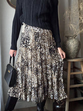 Load image into Gallery viewer, Vintage Beige Brown Abstract Animal Print and Long Pleated Crinkle Skirt
