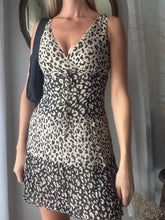 Load image into Gallery viewer, Vintage Pure Silk Leopard Animal Print Mini Crinkle Dress Lined Petite

