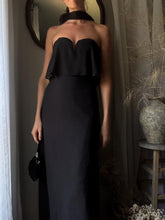 Load image into Gallery viewer, Vintage Black Chiffon Strapless Evening Gown with Train

