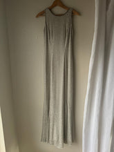 Load image into Gallery viewer, Vintage Silver Beading Pure Silk Gown: Sleeveless Cowl-Back Evening Dress
