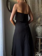 Load image into Gallery viewer, Vintage Black Chiffon Strapless Evening Gown with Train
