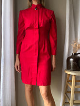 Load image into Gallery viewer, Vintage Red Coat Dress: Fitted Mandarin Collar, Made in USA
