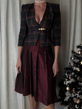 Load image into Gallery viewer, Vintage Pleated Burgundy Merlot Midi Skirt Made in USA

