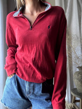 Load image into Gallery viewer, Vintage Ralph Lauren Polo Red Oversized Henley Quarter Zip Pullover Sweater
