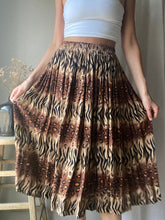 Load image into Gallery viewer, Vintage Abstract Animal Print Pattern Long Rayon Midi Skirt Stretchy Waist Made in USA
